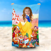 Lofaris Personalized Castle Snow White 7 Dwarfs Beach Towel